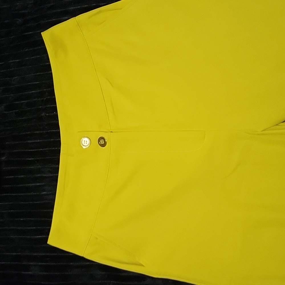 Tall Women's Yellow High-Waisted Pants Prissy Duck Size Large 39" Inseam